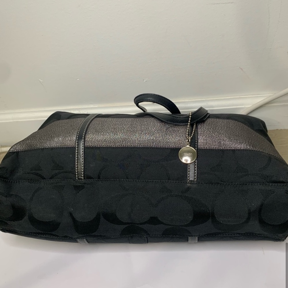 Coach Signature Stripe Tote Shoulder Bag - Picture 6 of 15